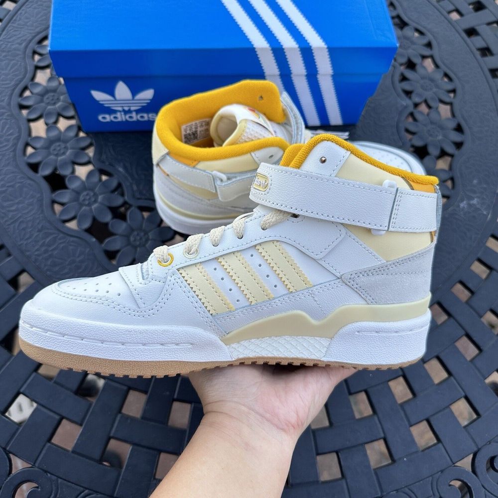 adidas Kids High-Top Sneakers in White and Yellow - Picture 7 of 16